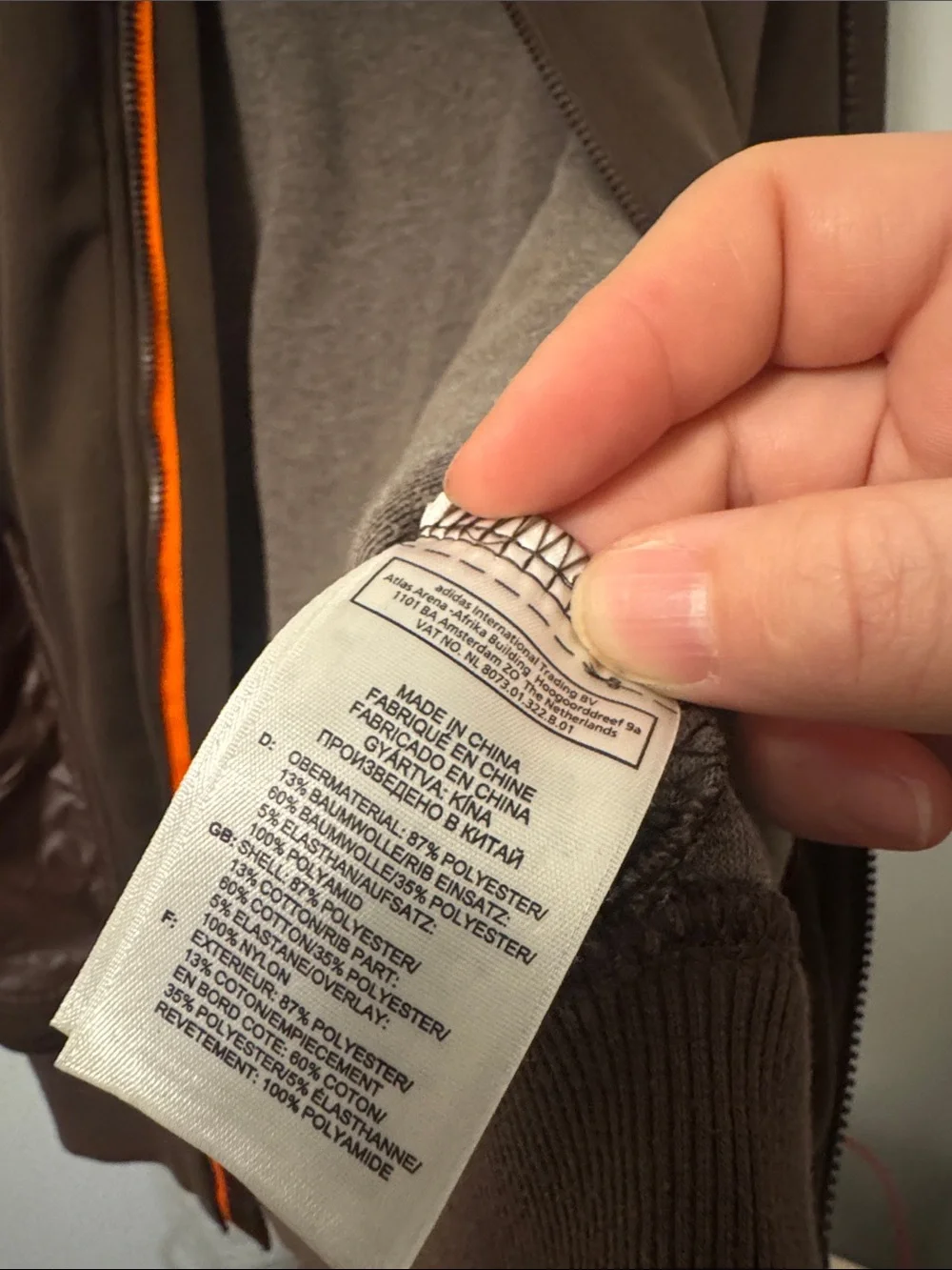 adidas safety Brown Track Jacket with Orange trim small